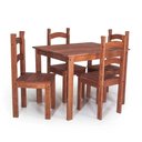 Ver imagem 1 de Conjunto Mesa de Jantar 4 Lugares com 4 Cadeiras em Madeira Maciça Chocolate - Móveis Britz