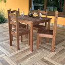 Ver imagem 3 de Conjunto Mesa de Jantar 4 Lugares com 4 Cadeiras em Madeira Maciça Chocolate - Móveis Britz