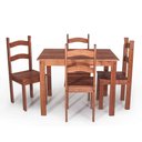 Ver imagem 4 de Conjunto Mesa de Jantar 4 Lugares com 4 Cadeiras em Madeira Maciça Chocolate - Móveis Britz
