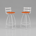 Ver imagem 1 de Kit Cadeira Giratoria e Fixa Altura 70cm Assento 35cm:laranja/branco