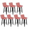 Kit 07 Banquetas Lara Com Encosto Para Balcão e Cozinha Bistrô Suede Marrom Com Pés Palito - 1