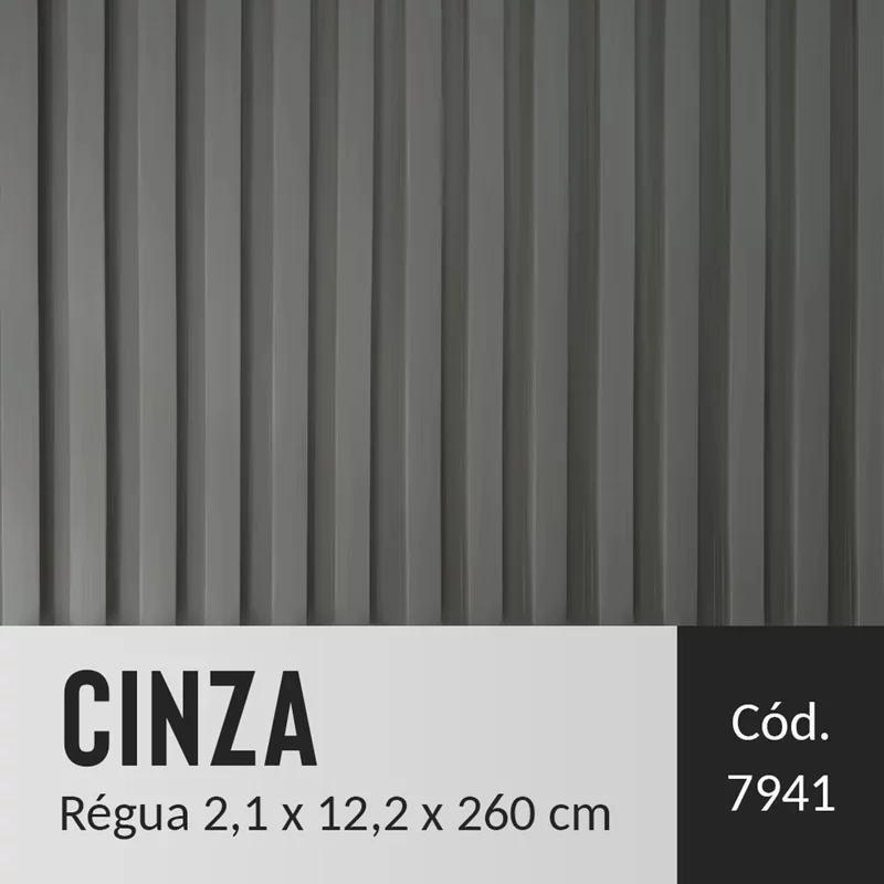 Painel Ripado em Barra 260x12,2cm (0,32m²) Cinza EspaçoWall - 3