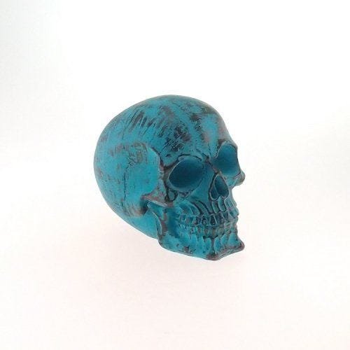 DECORAÇÃO CAVEIRA RESINA DE VARIAS CORES - ENFEITE - Azul - 1