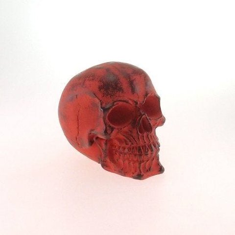 DECORAÇÃO CAVEIRA RESINA DE VARIAS CORES - ENFEITE - Vermelho