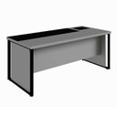 Ver imagem 4 de Mesa Diretor com Caixa de Tomadas e Porta Objetos para Escritório 180cm Corporate Cinza Sagrado e Preto