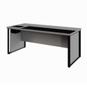Ver imagem 1 de Mesa Diretor com Caixa de Tomadas e Porta Objetos para Escritório 180cm Corporate Cinza Sagrado e Preto