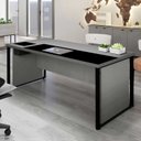 Ver imagem 2 de Mesa Diretor com Caixa de Tomadas e Porta Objetos para Escritório 180cm Corporate Cinza Sagrado e Preto