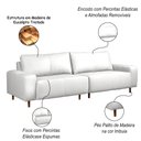 Ver imagem 3 de Sofá Decorativo Sala de Estar Metropole 4 Lugares 280cm Bipartido Couro Branco - Mozzelar