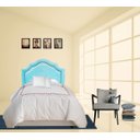 Ver imagem 1 de Cabeceira Solteiro Provençal Veludo Azul Bebê com Tachas