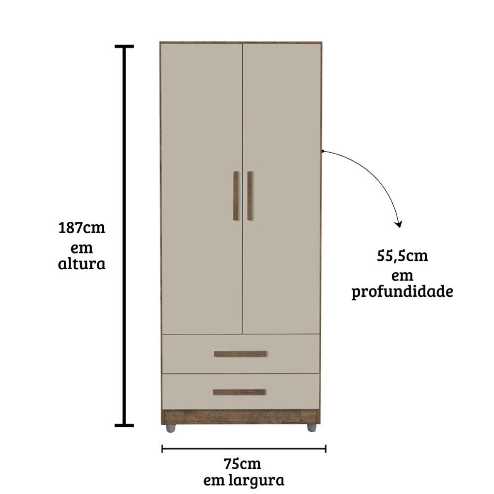 Roupeiro Ametista Cor:canela Off White - Armário - Guarda Roupa - Mizza Decor - 3