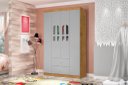 Ver imagem 1 de Roupeiro / Armário CAT Modelo Infantil 4 Portas Com Detalhes em Acrílico + 2 Gavetas Com Pintura UV