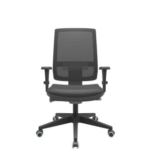 Cadeira Diretor Brizza Tela - Autocompensador Slider - Base Piramidal - Braços 3D Pp - Plaxmetal