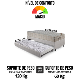 Bicama Box Solteiro Corino Linho 88x188x28 cm com Colchão Airtech Ortobom Molas Ensacadas - 6