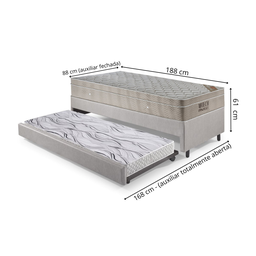 Bicama Box Solteiro Corino Linho 88x188x28 cm com Colchão Airtech Ortobom Molas Ensacadas - 2