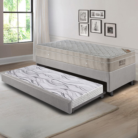 Bicama Box Solteiro Corino Linho 88x188x28 cm com Colchão Airtech Ortobom Molas Ensacadas