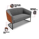 Ver imagem 3 de Namoradeira e 2 Poltronas Industrial Preto Stella Noz/linho Grafit D03 - D'Rossi
