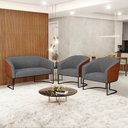 Ver imagem 2 de Namoradeira e 2 Poltronas Industrial Preto Stella Noz/linho Grafit D03 - D'Rossi