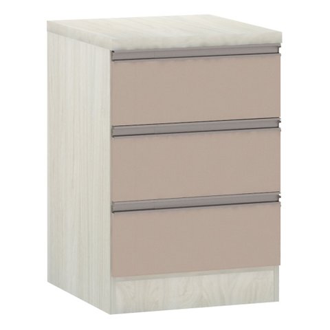 Mesa de Cabeceira 3 Gavetas 40cm Estrutura Legno Crema Prime Plus Luciane Móveis