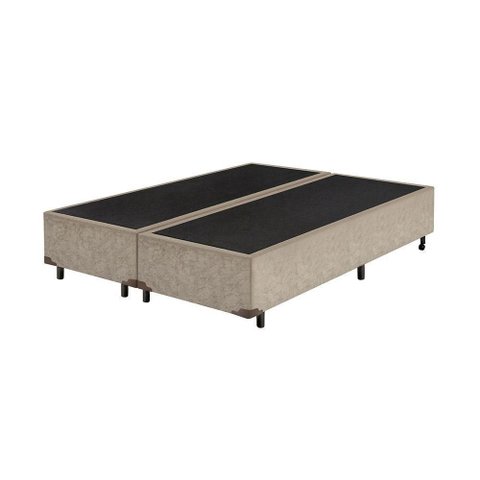 Cama Box Casal Bipartido Suede Bege 37x138x188