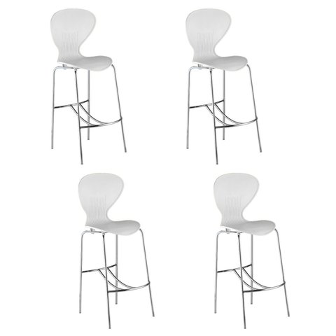 Kit 4 Banquetas Alta com Encosto Flash Branco