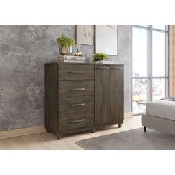 Cômoda 2 Portas 4 Gavetas Moderna Ideal para Sua Necessidade - Nogal - 2