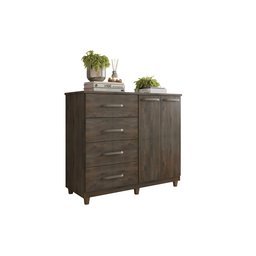 Cômoda 2 Portas 4 Gavetas Moderna Ideal para Sua Necessidade - Nogal - 1