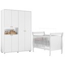 Ver imagem 1 de Berço Americano Slim com Guarda Roupa Infantil Vittoria Branco- Móveis Albatroz