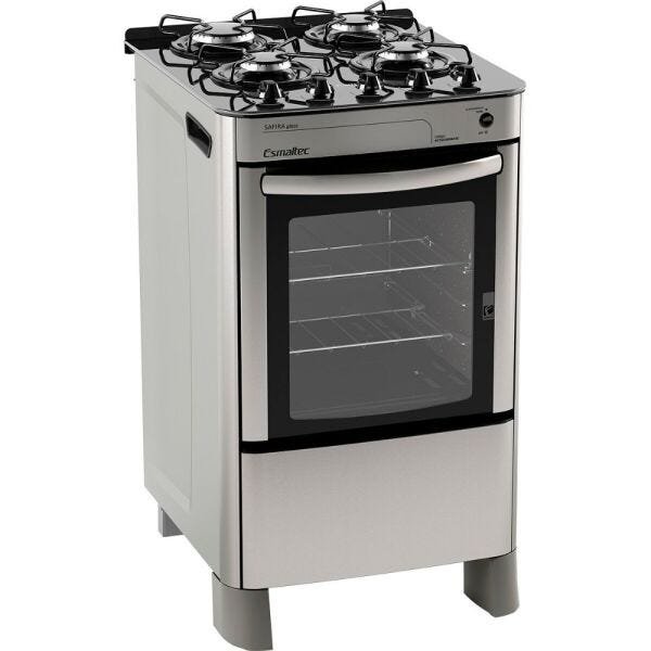 Fogão de Piso Esmaltec 4 Bocas Safira Glass Mesa de Vidro Inox Bivolt MadeiraMadeira Fogão de Piso Esmaltec 4 Bocas Safira Glass Mesa de Vidro Inox Bivolt MadeiraMadeira