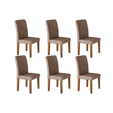 Kit 6 Cadeiras Sala Jantar Jade 6 Un Imbuia Suede Capuccino Rufato