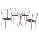 Ver imagem 1 de Conjunto Mesa de Jantar Redonda com Vidro 80cm com 4 Cadeiras Multimóveis CR50138 Marrom