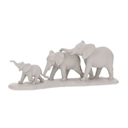 Escultura Familia de Elefantes com Base em Polirresina Mart:cinza - 3