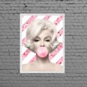 Ver imagem 1 de Quadro Marilyn Bubble Gum Floral 24x18cm:Madeira branca
