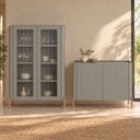 Ver imagem 1 de Kit Cristaleira com Buffet Bend Frisado Principal Incolar Grigio Metal Dourado