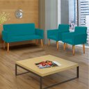 Ver imagem 1 de Kit Namoradeira Decorativa Para Sala Nina + 2 Poltronas Para Recepção Manicure Suede