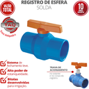 Ver imagem 2 de Registro de Esfera Solda Pvc Tamanho 75mm Sistema T.a.q Cor Azul Irriga Durín