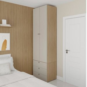 Guarda-Roupa 2 Módulos 2 Portas 3 Prateleiras 3 Gavetas Frame CabeCasa MadeiraMadeira