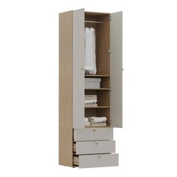 Guarda-Roupa 2 Módulos 2 Portas 3 Prateleiras 3 Gavetas Frame CabeCasa MadeiraMadeira - 12