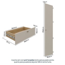 Guarda-Roupa 2 Módulos 2 Portas 3 Prateleiras 3 Gavetas Frame CabeCasa MadeiraMadeira - 7