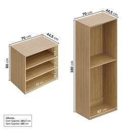 Guarda-Roupa 2 Módulos 2 Portas 3 Prateleiras 3 Gavetas Frame CabeCasa MadeiraMadeira - 6
