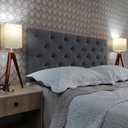 Ver imagem 1 de Cabeceira Cama Casal Capitonê Classic Suede Cinza 60 Rbl