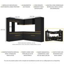 Ver imagem 4 de Armário de Cozinha Completa de Canto com Rodapé Veneza Multimóveis V2081 Preto/Dourado