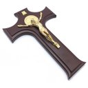 Ver imagem 1 de Crucifixo Madeira Medalha de São Bento Dourado 26 cm