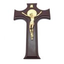 Ver imagem 2 de Crucifixo Madeira Medalha de São Bento Dourado 26 cm