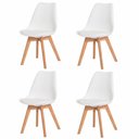 Ver imagem 1 de Kit 4 Cadeiras Saarinen Leda Brancas Estofadas para Sala de Jantar e Cozinha