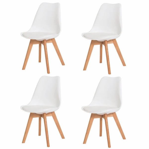 Kit 4 Cadeiras Mesa Sala de Jantar Saarinen Design Leda Wood Branca
