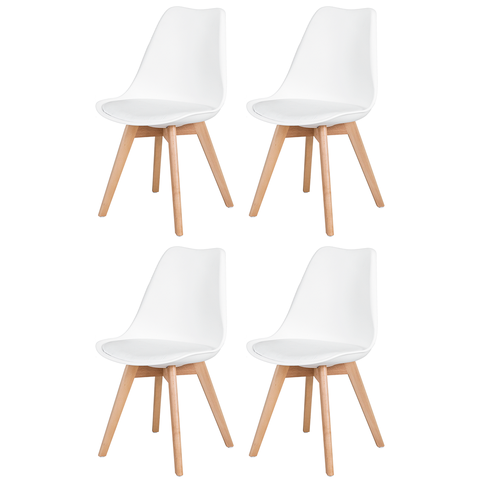 Kit 4 Cadeiras Saarinen Leda Brancas Estofadas para Sala de Jantar e Cozinha