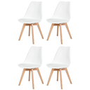 Ver imagem 1 de Kit 4 Cadeiras Saarinen Leda Brancas Estofadas para Sala de Jantar e Cozinha