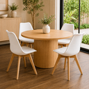 Ver imagem 2 de Kit 4 Cadeiras Saarinen Leda Brancas Estofadas para Sala de Jantar e Cozinha