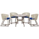 Ver imagem 1 de Mesa com 4 Cadeiras de Jantar Roma 100cm e Noronha em Aluminío Fendi Corda Nautica Estofado 10 Trama