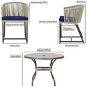 Ver imagem 2 de Mesa com 4 Cadeiras de Jantar Roma 100cm e Noronha em Aluminío Fendi Corda Nautica Estofado 10 Trama